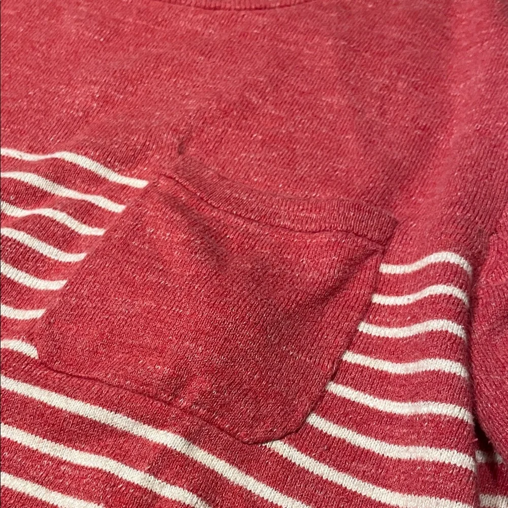 J. Crew Red and White Striped Crewneck Sweater